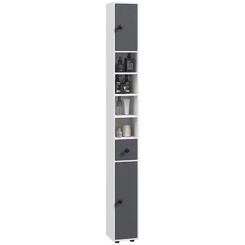 Kleankin Open Shelves Bathroom Storage Cabinet, Door Cabinets, Toilet Paper Cabinet