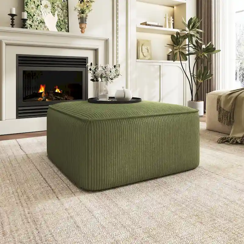 Faux Leather Square Ottoman