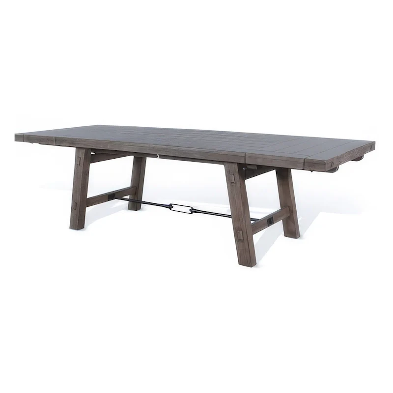Extendable Dining Table Light Brown Mahogany Wood