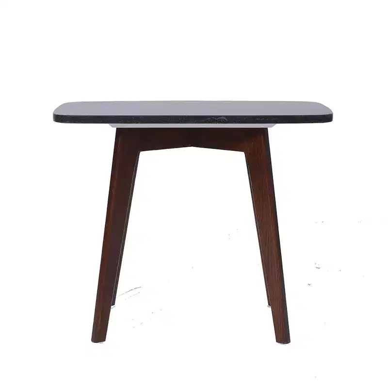 The Bianco Collection Cima Rectangular Italian Black Marble Side Table