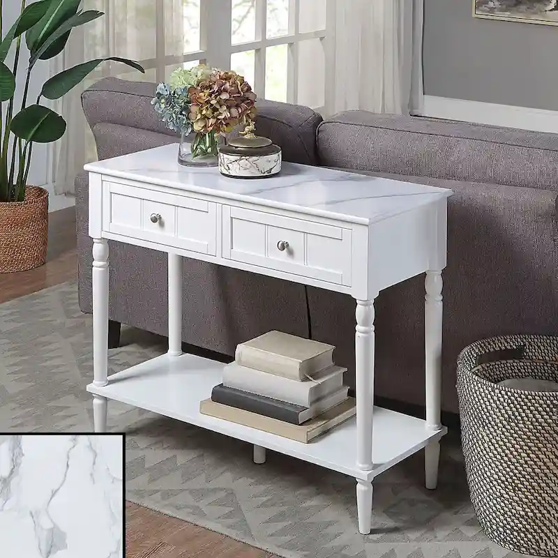 Convenience Concepts French Country 2 Drawer Hall Table with Shelf