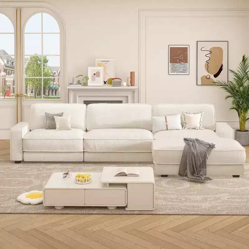 Dyonery Cloud Modular Sectional Sofa Couch with Ottomans,L/U-Shaped Couch,Minimalist Wide Deep Seat Comfy Convertible Couches for LivingRoom