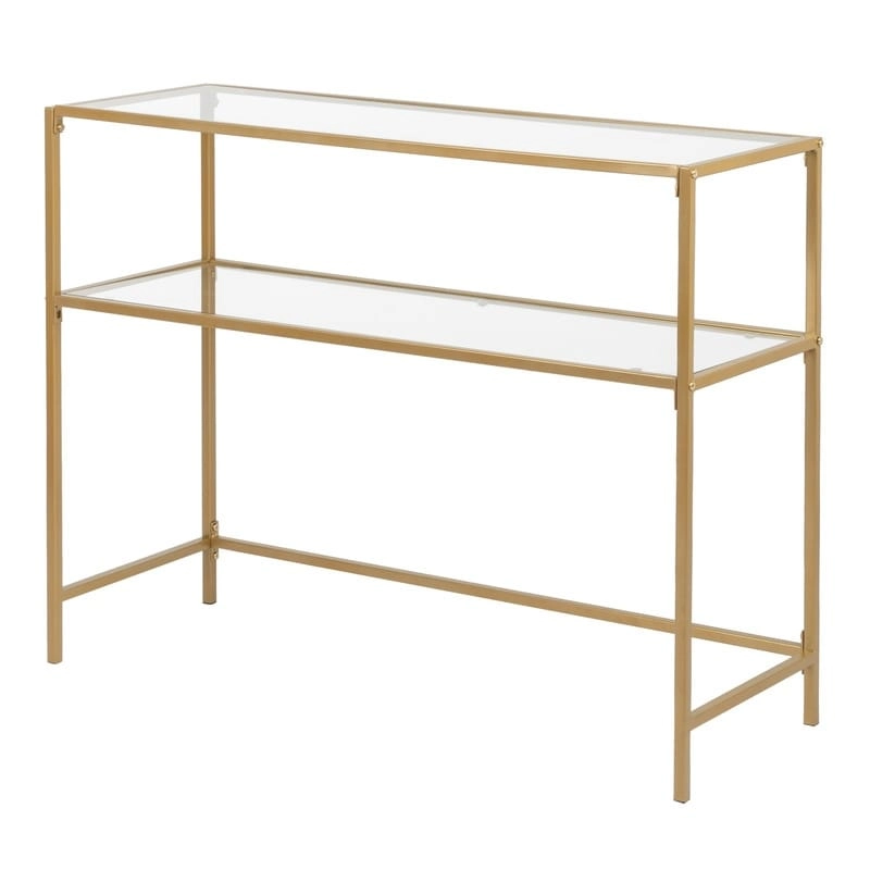 Modern Gold Frame 39.4 Entryway Console Table Glass Top