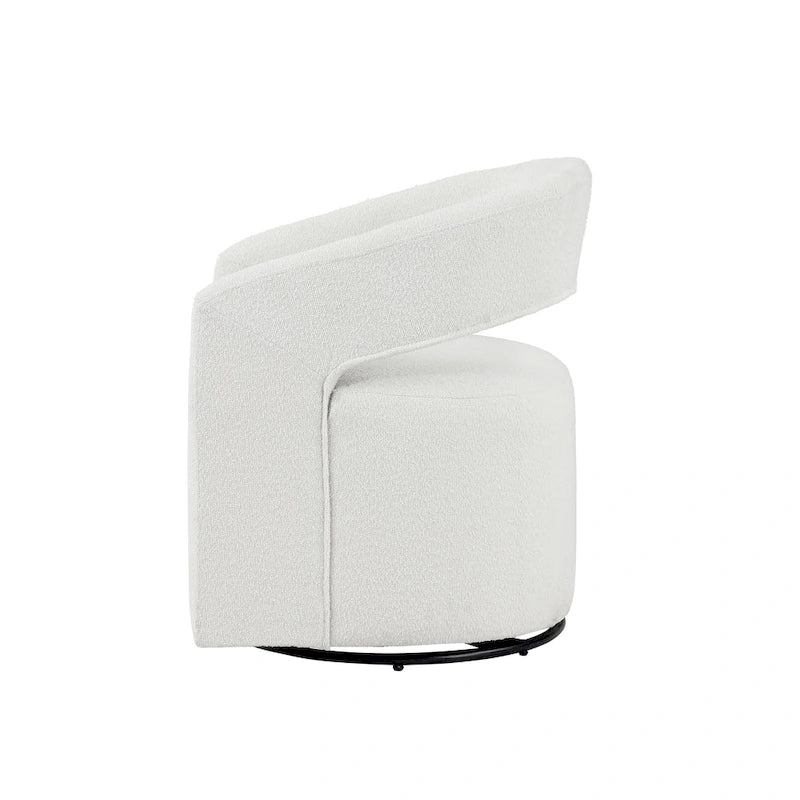 Celeste Modern Boucle Round Barrel Chair Open Back and Curved Arm, Swivel Armchair by Furniture of America