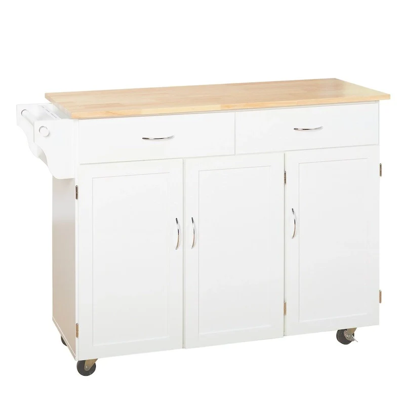 Rolling Kitchen Cart with Wood Top