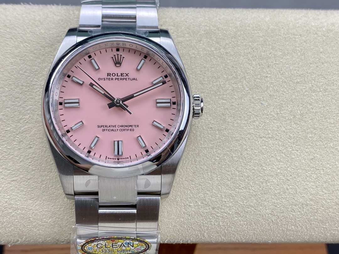 Rolex Oyster Perpetual 1:1 replica - dial rosa frontale Clean Factory