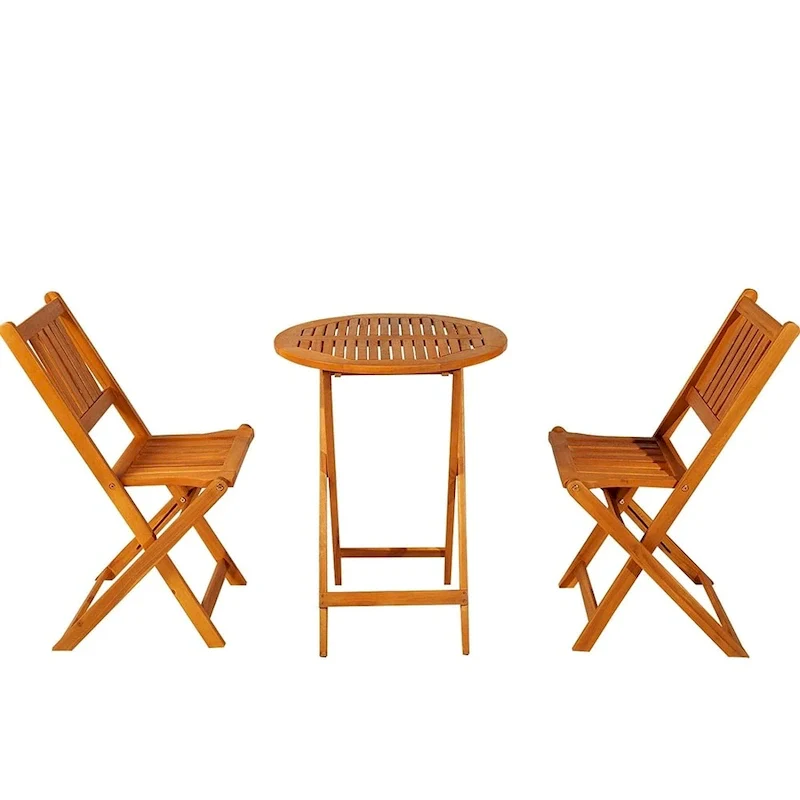 Outsunny 3 Piece Folding Acacia Wood Patio Bistro Set
