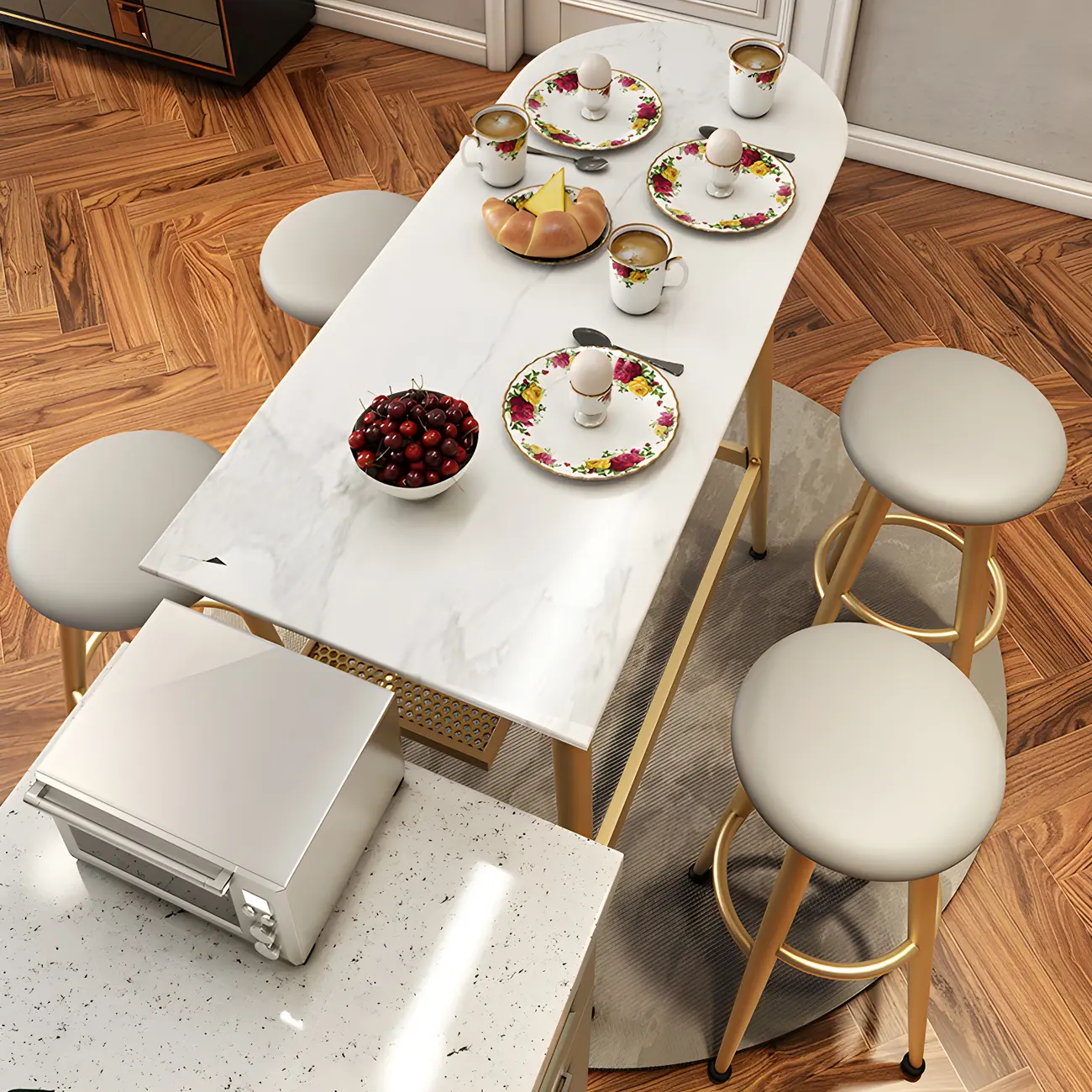 Glam Stone Gold Metal Bar Height Table