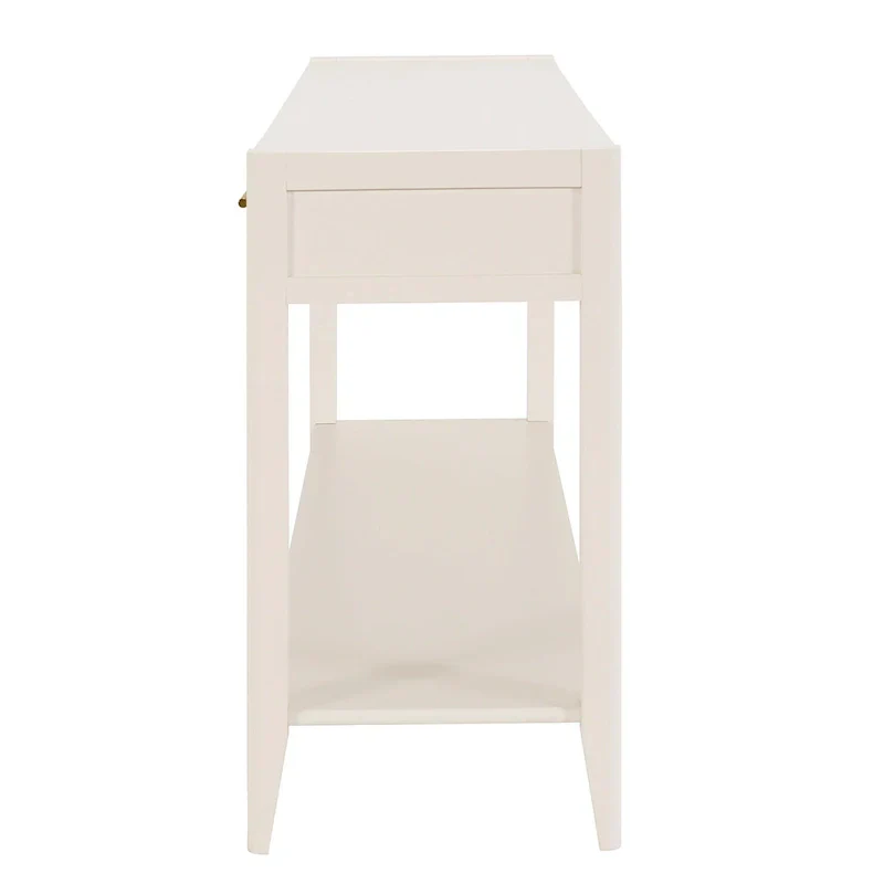 Console Table with Three Vertical Stripe Drawers and Long Legs