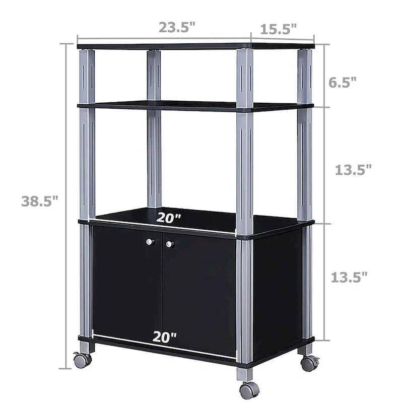 Rolling Kitchen Baker Rack Microwave Oven Stand Utility Shelf w Wheels