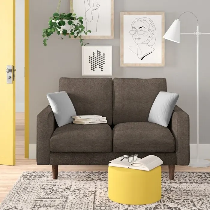 Velvet Square Arm Loveseat – 2-Person | Brown / Dark Blue / Beige / Grey / Burgundy