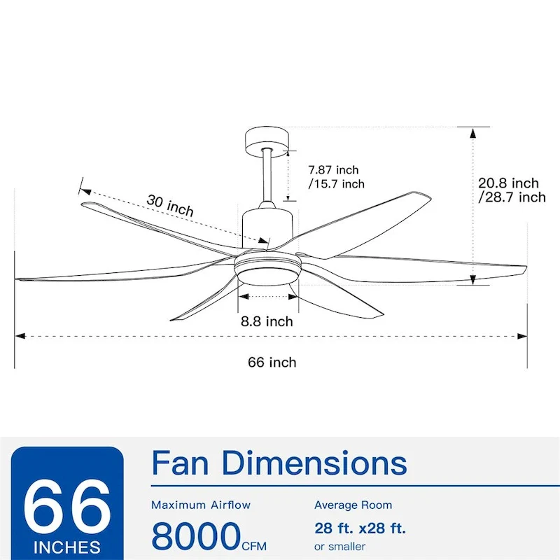 66 Integrated LED Ceiling Fan Lighting with Remote - N/A