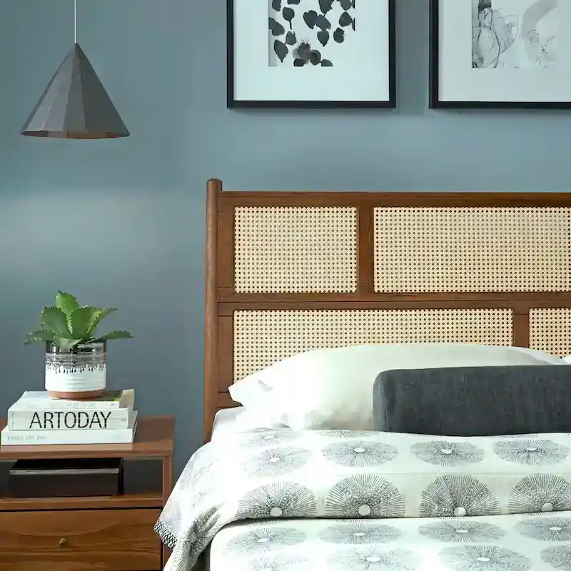 Grain Wood Furniture Mid Century Cane Bed