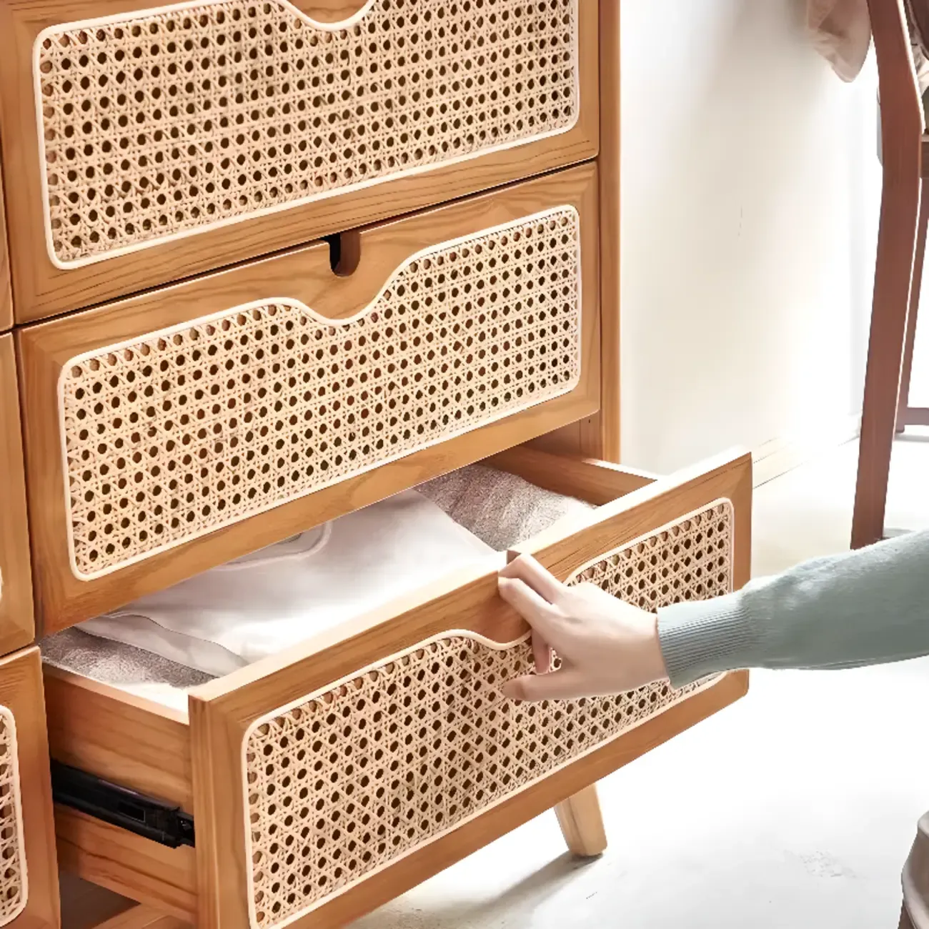 Tropical Natural Woven Double Layer Chest with 6-Drawers