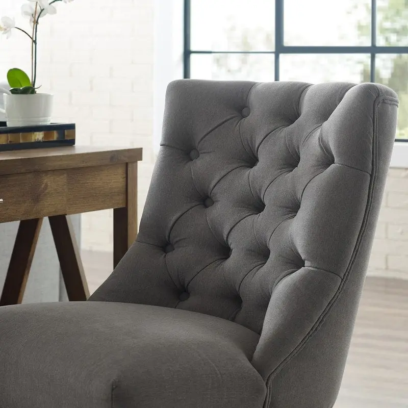 Office Chair - Gray Wood Base - Button Tufted