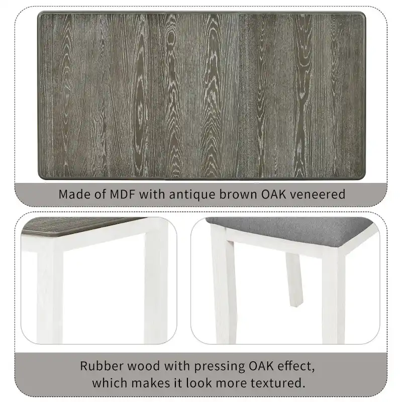 Nestfair Retro Style 7-Piece Dining Table Set with Extendable Table and 6 Upholstered Chairs