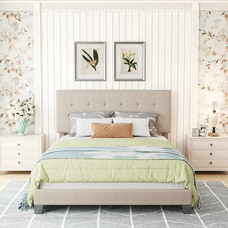 Upholstered Tufted Bed