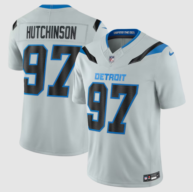 Detroit Lions Aidan Hutchinson Silver 2026 Rivalries Collection Stitched Limited Jersey