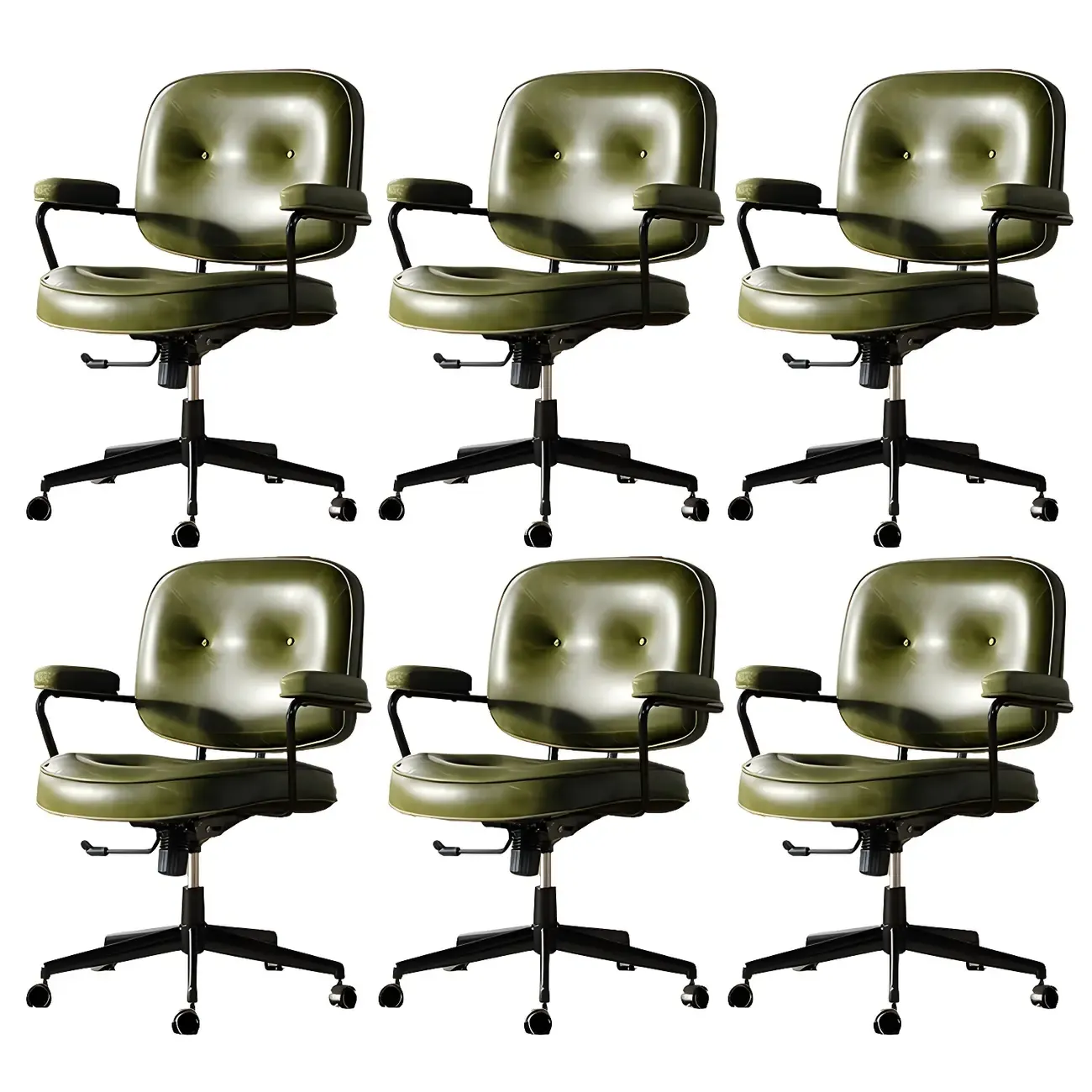 Industrial Leather Upholstered Height Adjustable Swivel Office Chair