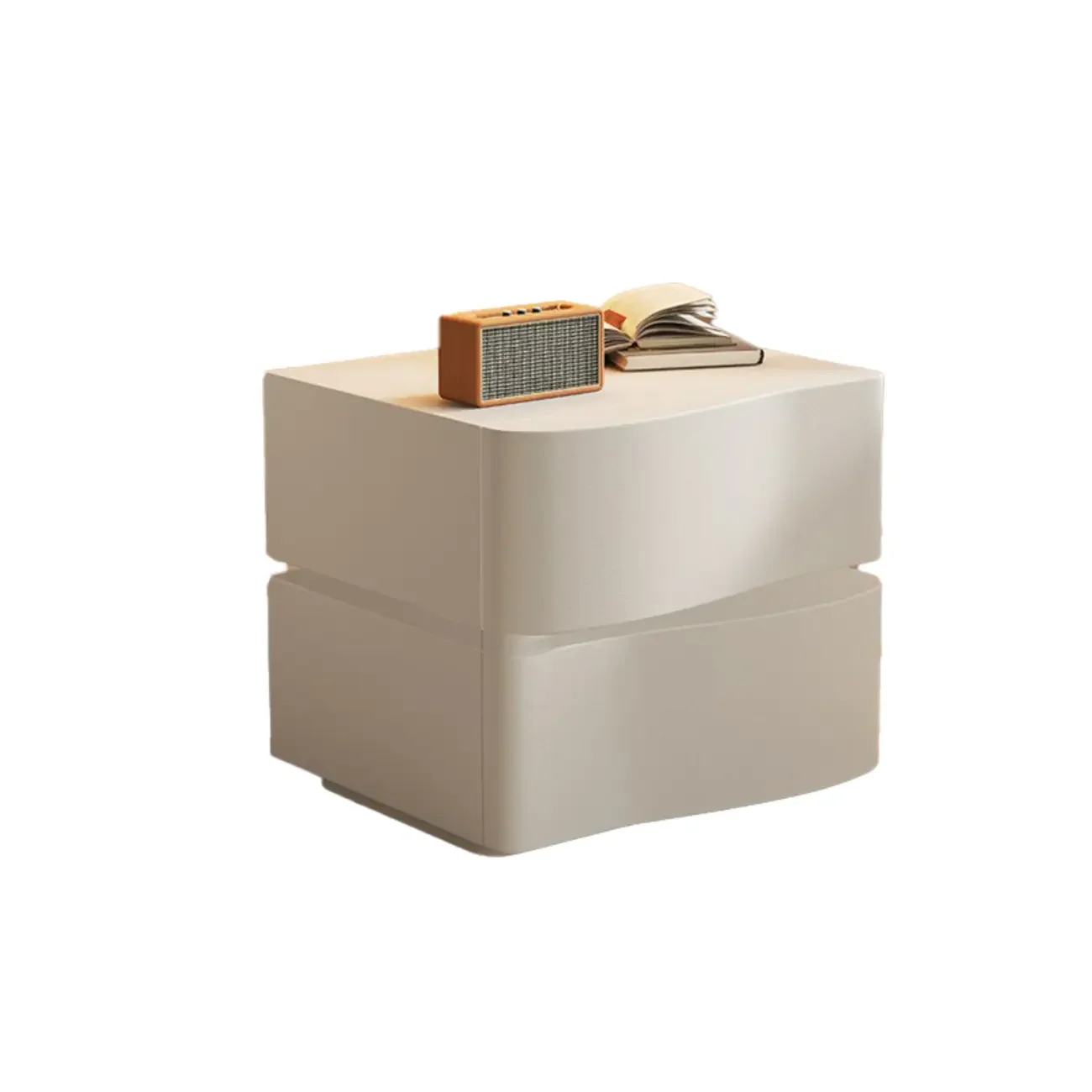 Modern White Waved Wood 3-Drawer Nightstand