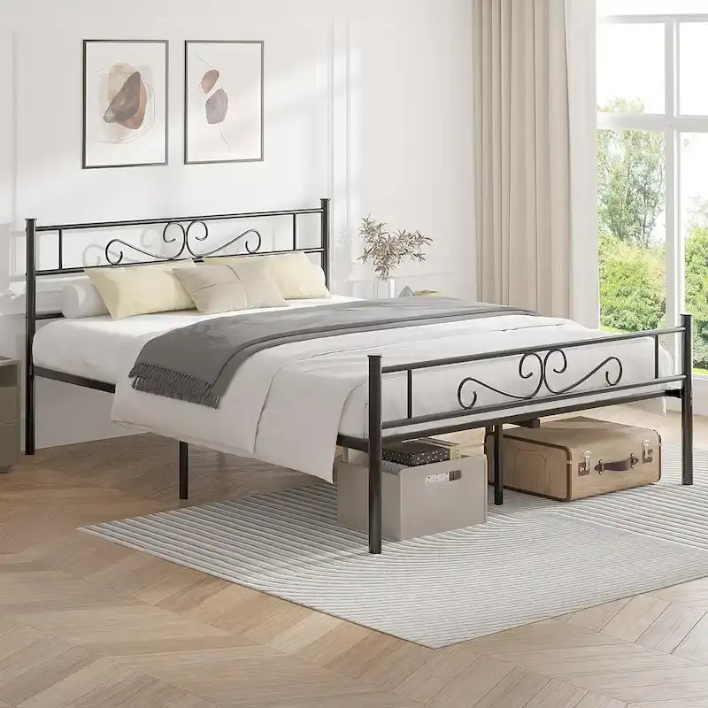Metal Bed Frame with Headboard and Footboard- Twin/Full/Queen Size Bed