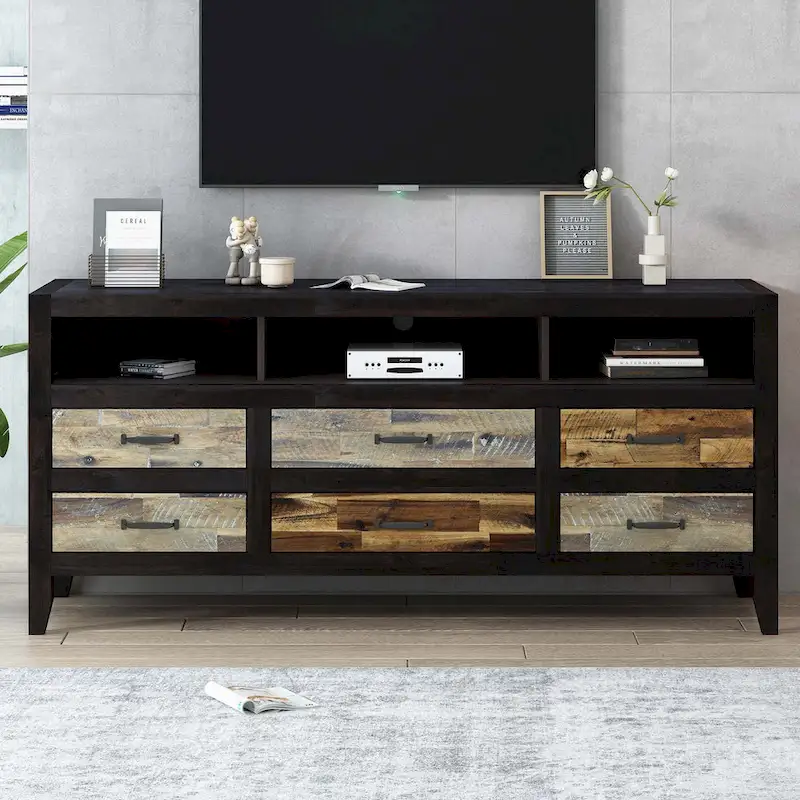 TV Stand with 6 Drawers and 3 Shelves