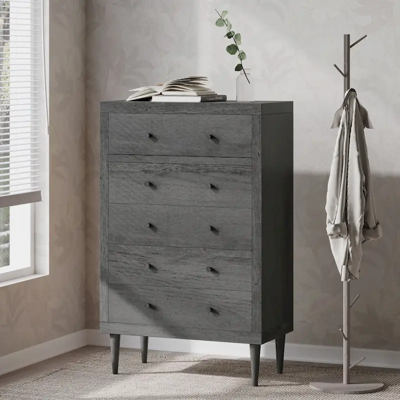 Nystrom Mid Century Modern 5 Drawer Dresser by