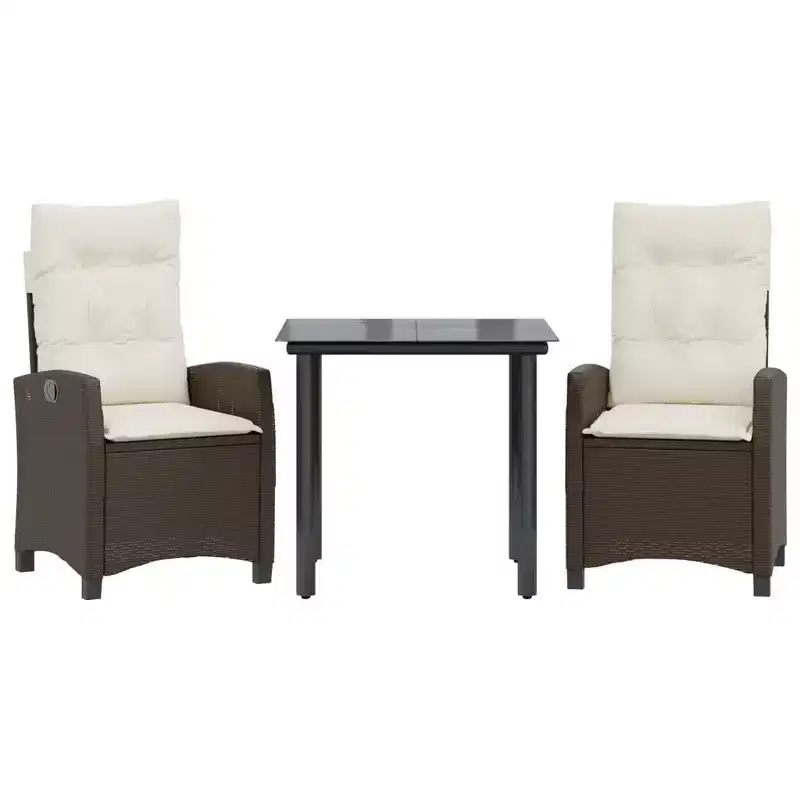 vidaXL Outdoor Dining Set with Cushions in Poly Rattan