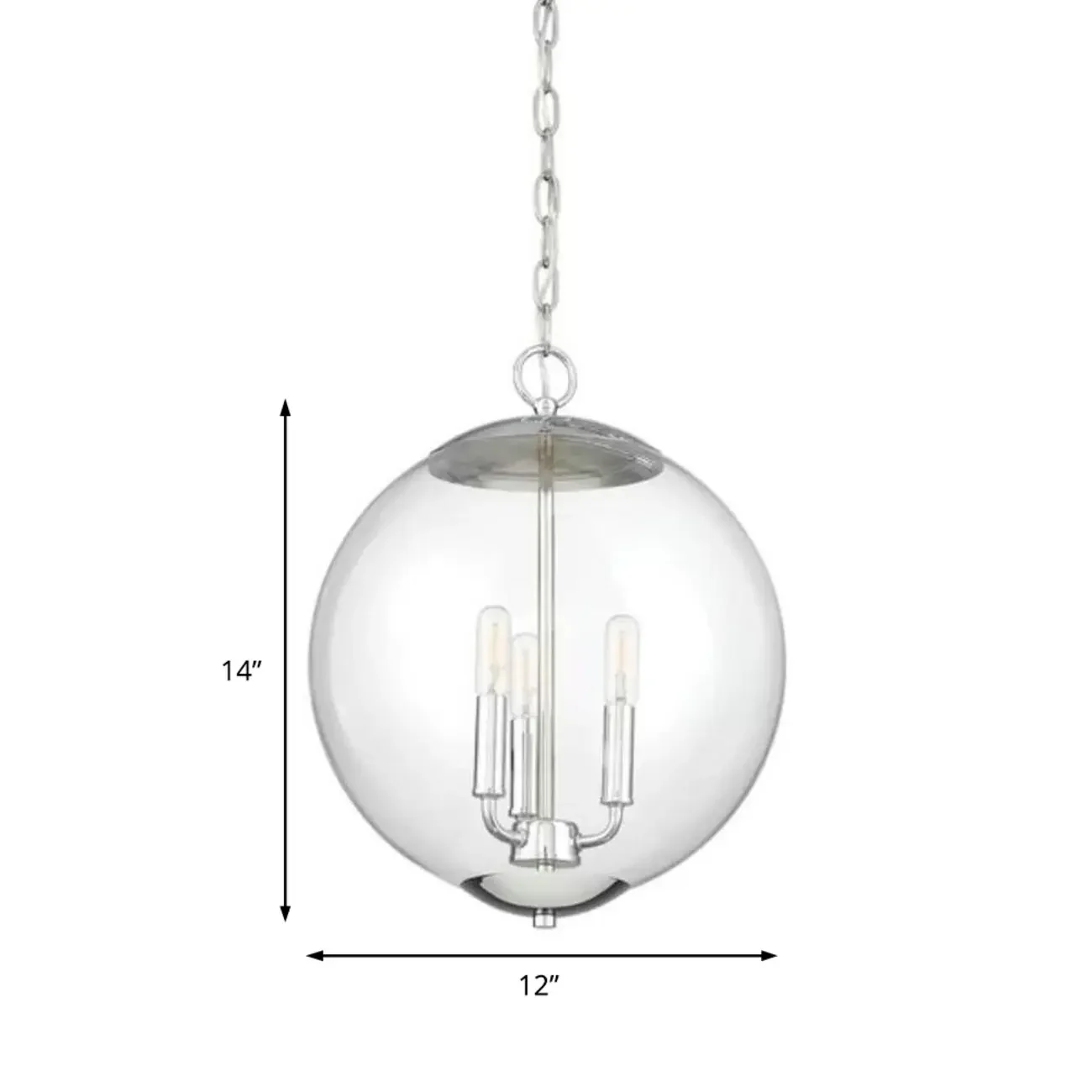Mini 3-Light Clear Glass Sphere Chandelier