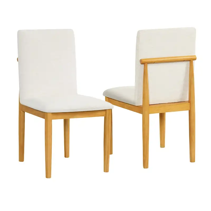 Modern Upholstered dining chair - Cream Textured Woven (Set of 2)