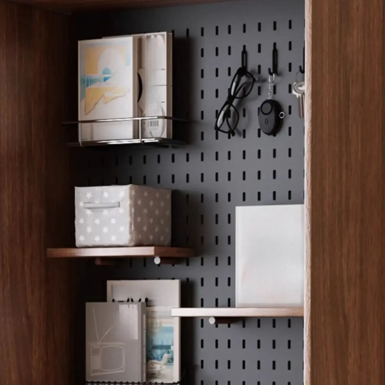 Traditional Brown Pecan Wood Bookcase with Drawers