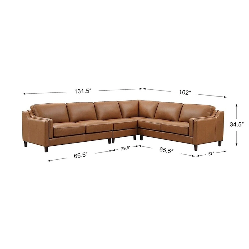 Hydeline Bella Top Grain Leather L Shape Sectional Sofa