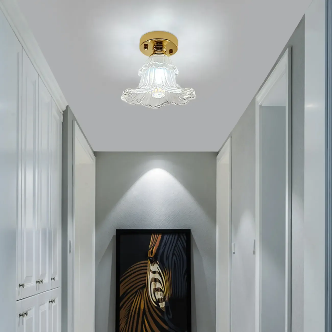 Vintage Wavy-Shaped Semi Flush Ceiling Light for Living Area