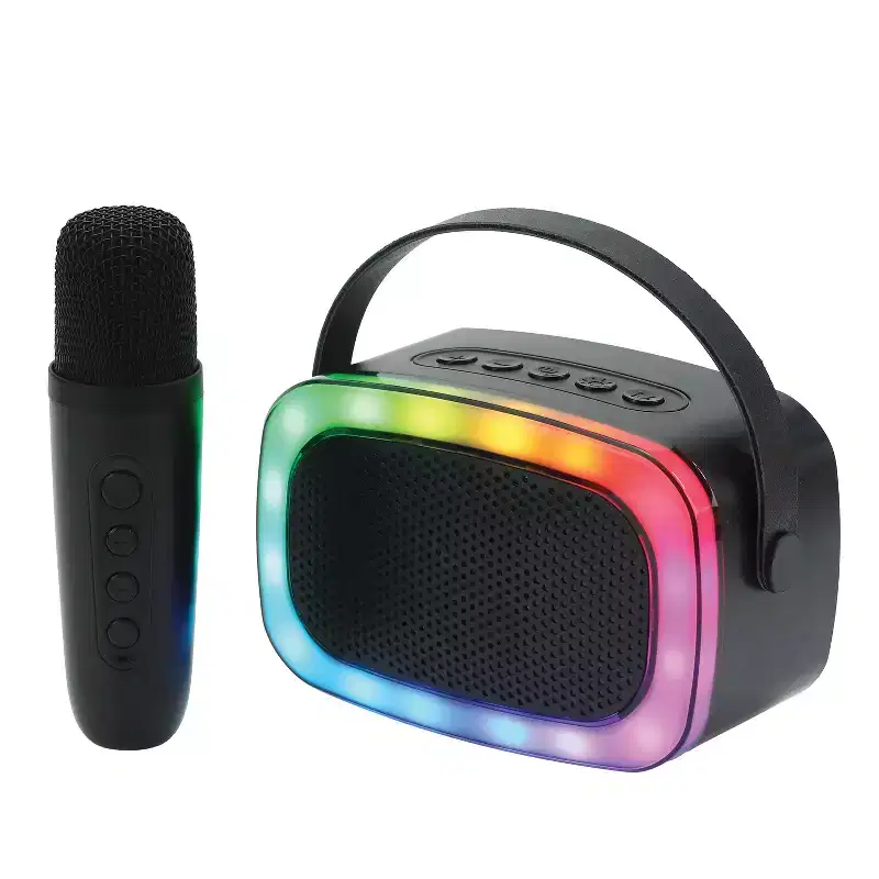 Mini Karaoke Portable Bluetooth Speaker with Wireless Microphone and RGB Light Show, IQ-908K