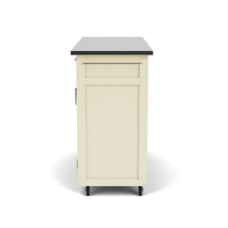 Copper Grove Puff Island White Finish with Stainless Steel Top Kitchen Cart