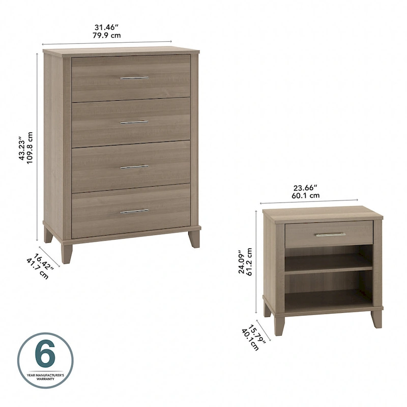 Somerset Chest of Drawers and Nightstand Set by Bush Furniture