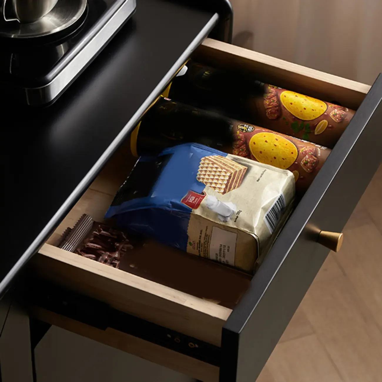 Modern Espresso Wood Versatile Kitchen Cabinet