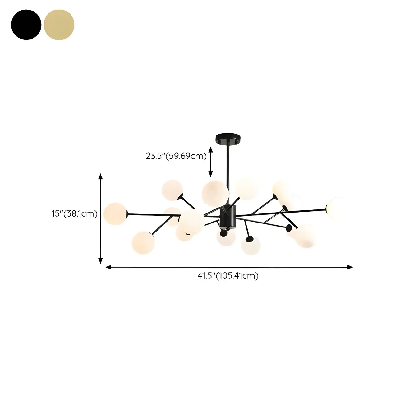 Mid-Century Modern White Globe Glass Sputnik Chandelier