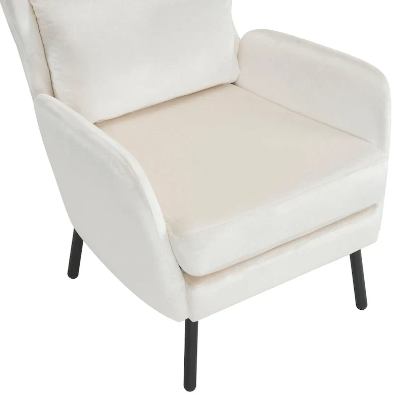 Velvet Wing Back Accent Chair - Single Seat with Pillow