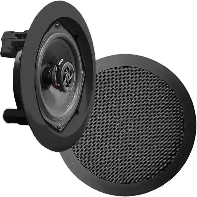 Pyle PDIC61RDBK 6.5'' In-Wall/In-Ceiling Dual 2-Way Speaker System - Flush Mount - Black