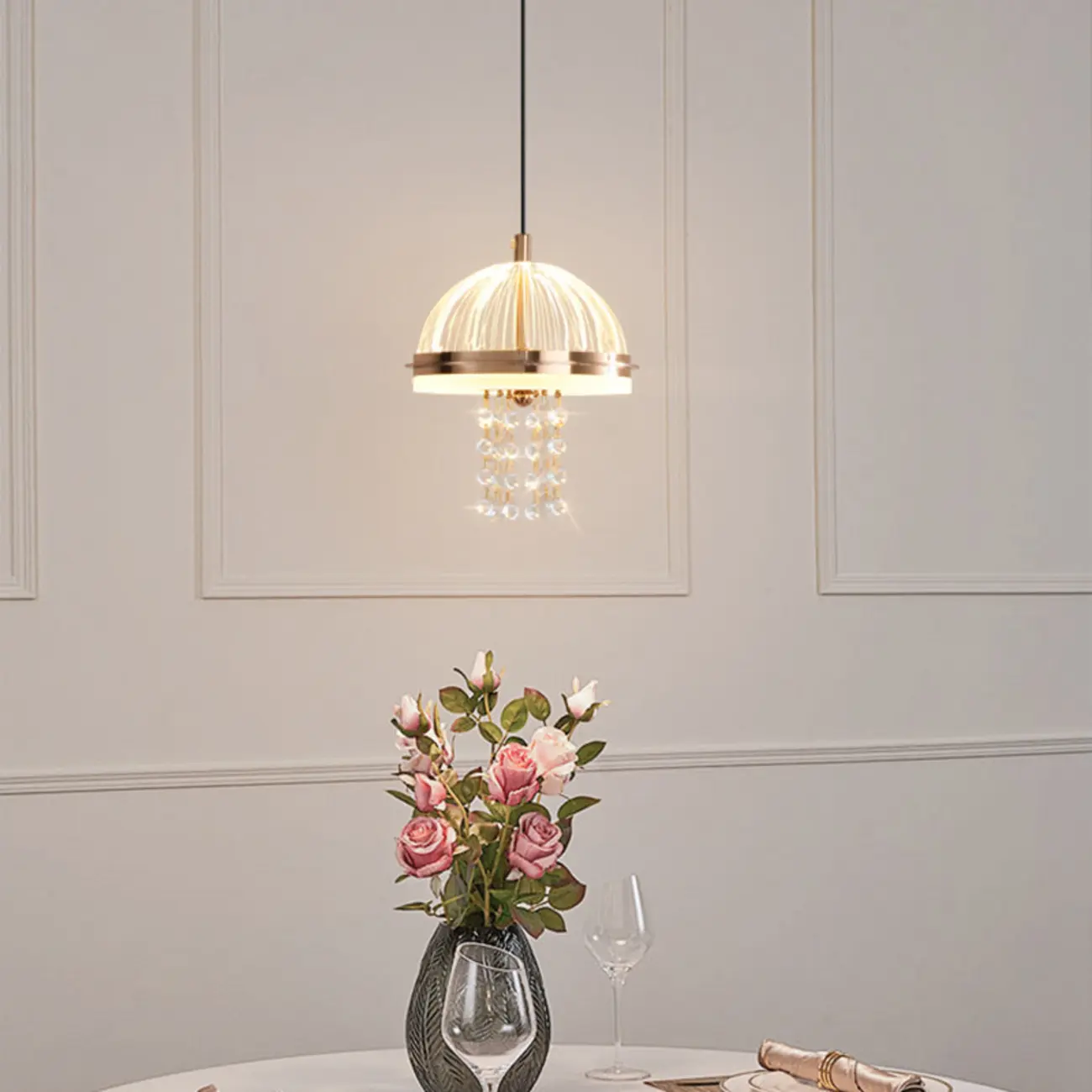 Mini Adjustable Clear Acrylic LED Dining Pendant Light