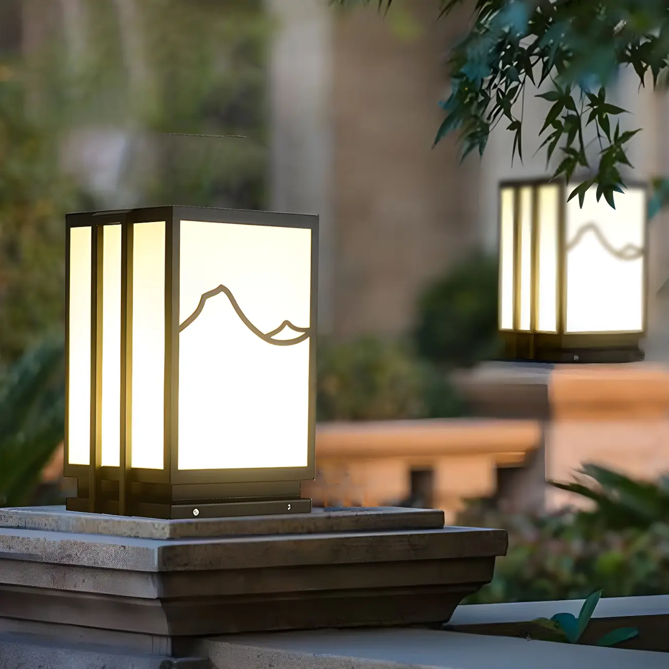 Sophisticated Rectangle Vertical White Shade Post Cap Light