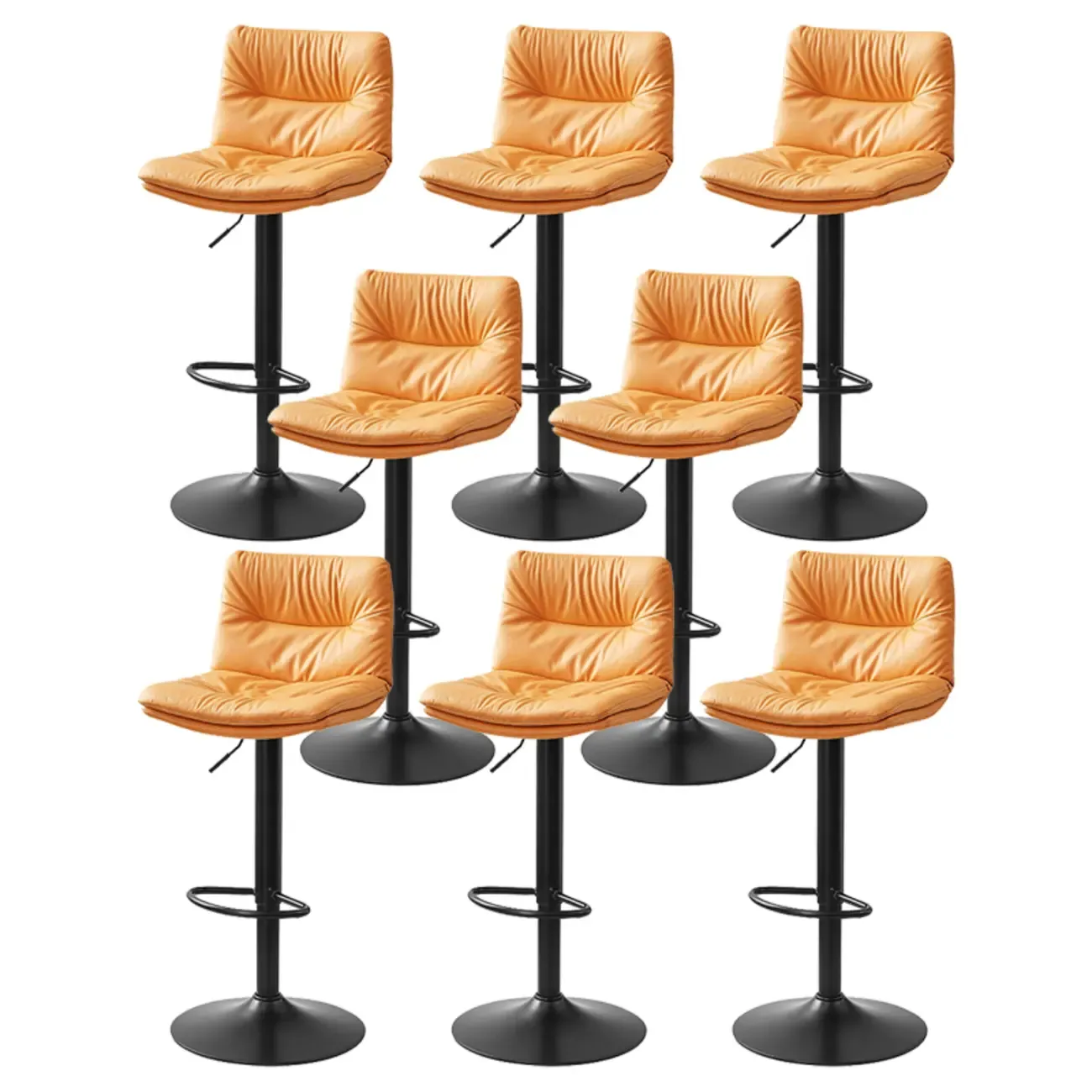 Modern Leather Saddle Swivel Adjustable Bar Stool