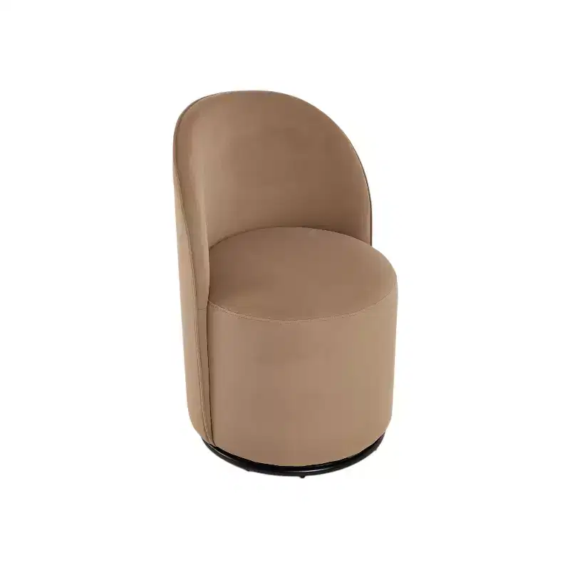 HomeRoots Brown and Black Velvet Curved Back Swivel Dining Arm Chair