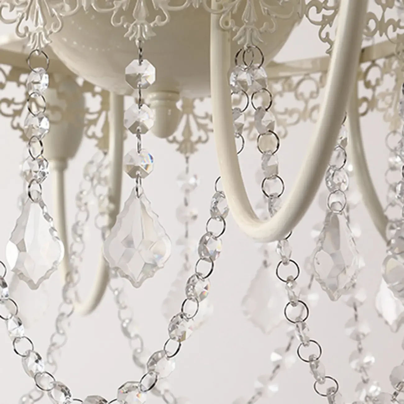 Crystal White Metal Crown Candelabra Chandelier