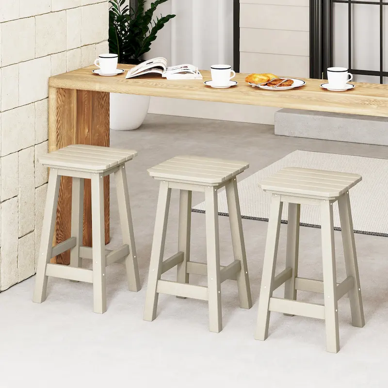 Polytrends Laguna Hdpe All Weather Outdoor Patio 24 Square Counter Stool (Set Of 3)