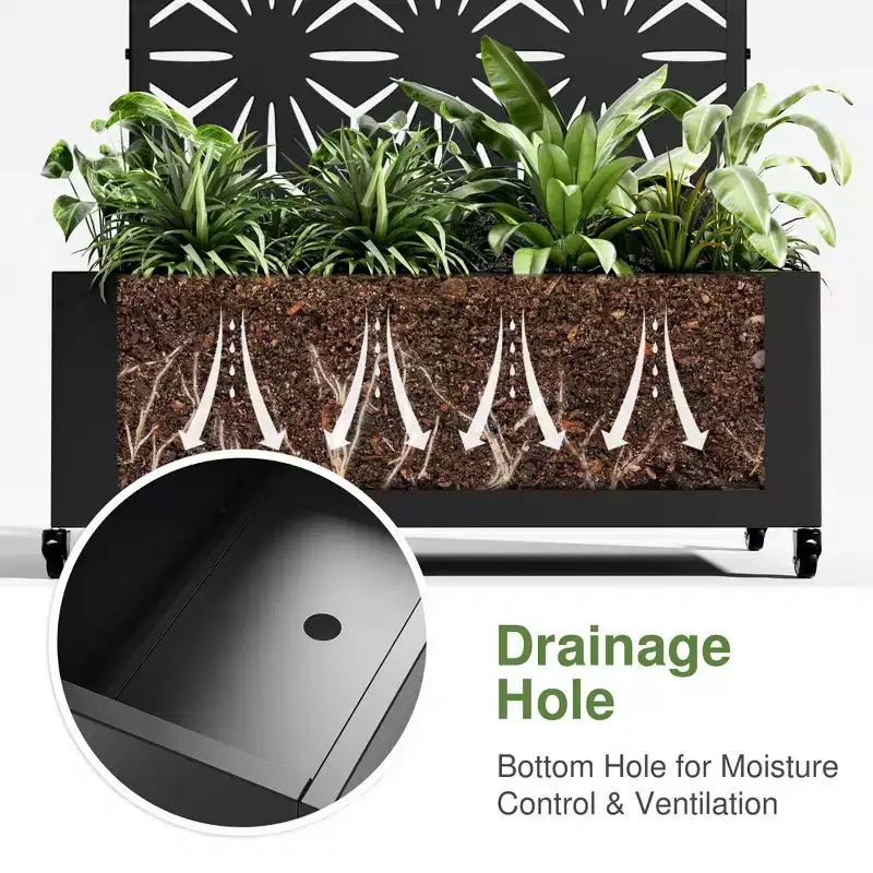 Black Wrought Iron Arch Planter Box with Climbing Rack (Star Shape )