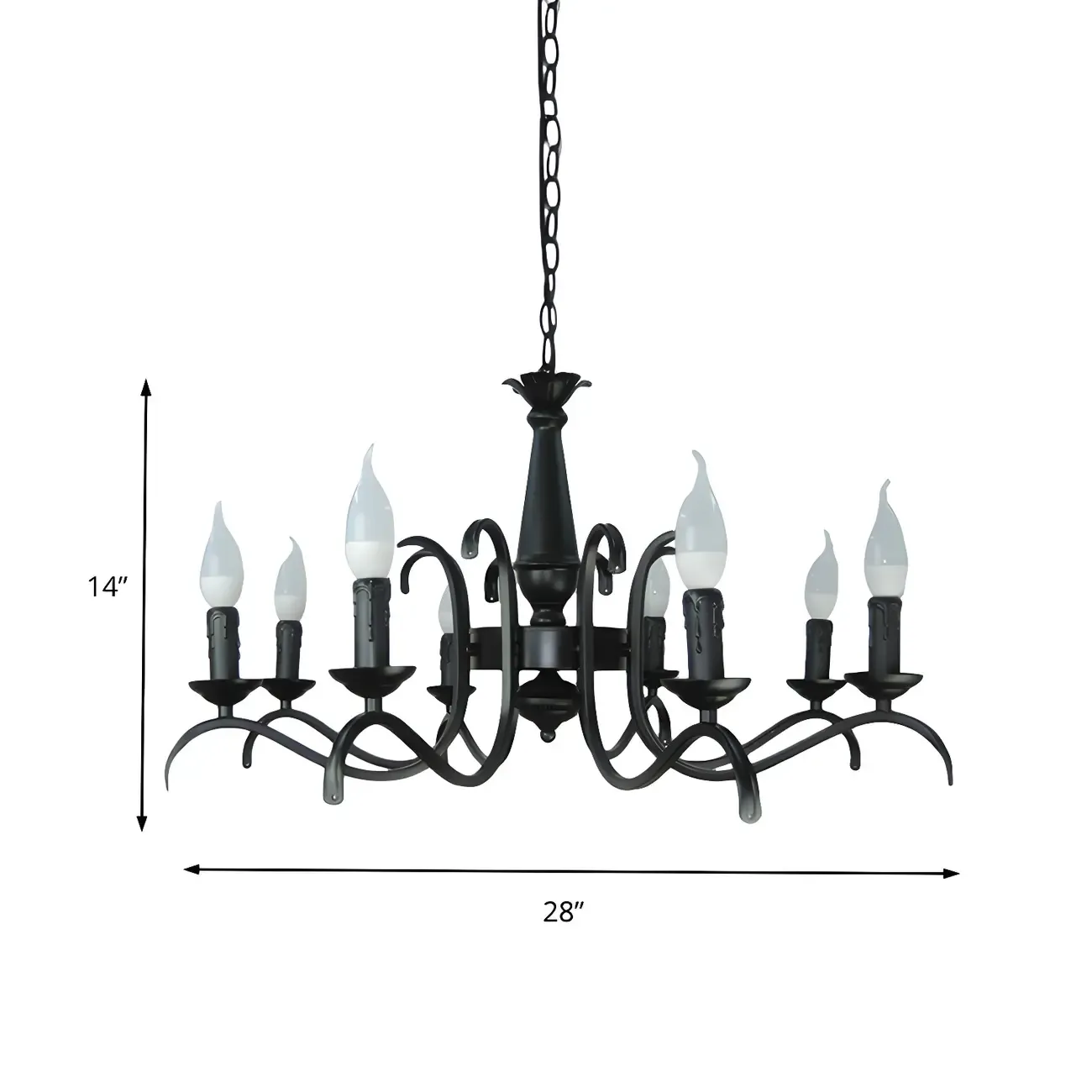 Industrial Black Metal Candelabra Chandelier