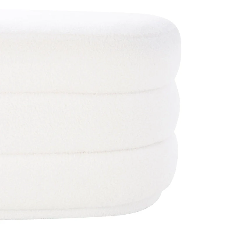 Halley White Oblong Sherpa Ottoman