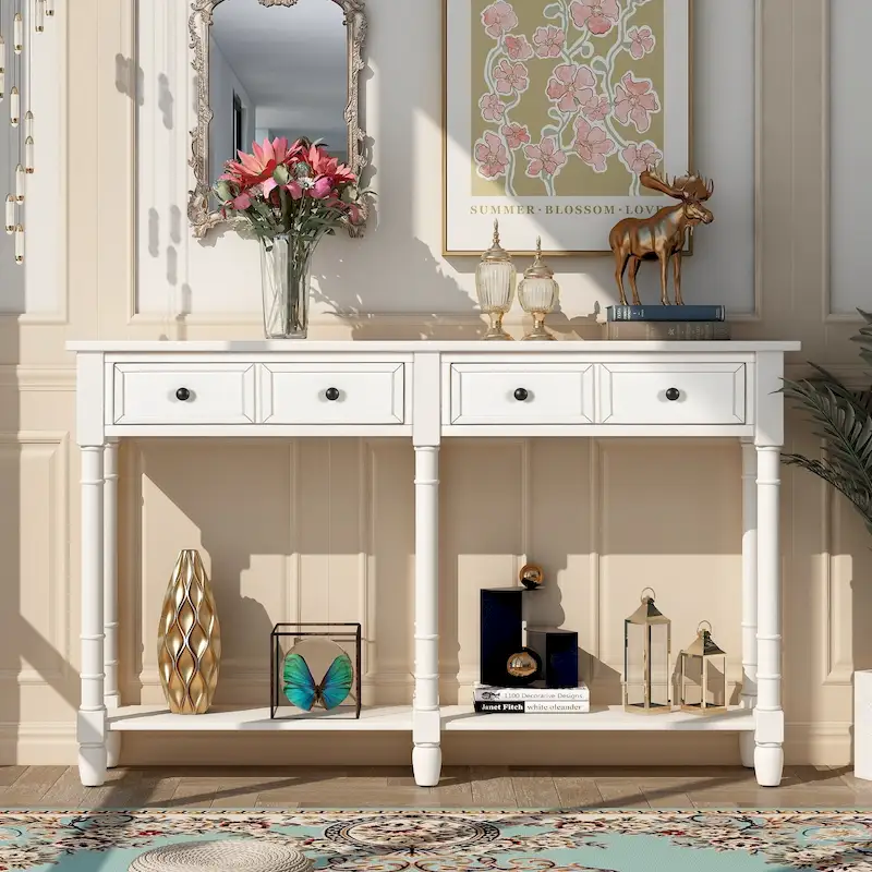 Console Table Sofa Table with Two Storage Drawers